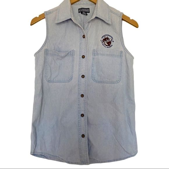 Profession Bull Riders sleeveless jean top S blue - Picture 6 of 6
